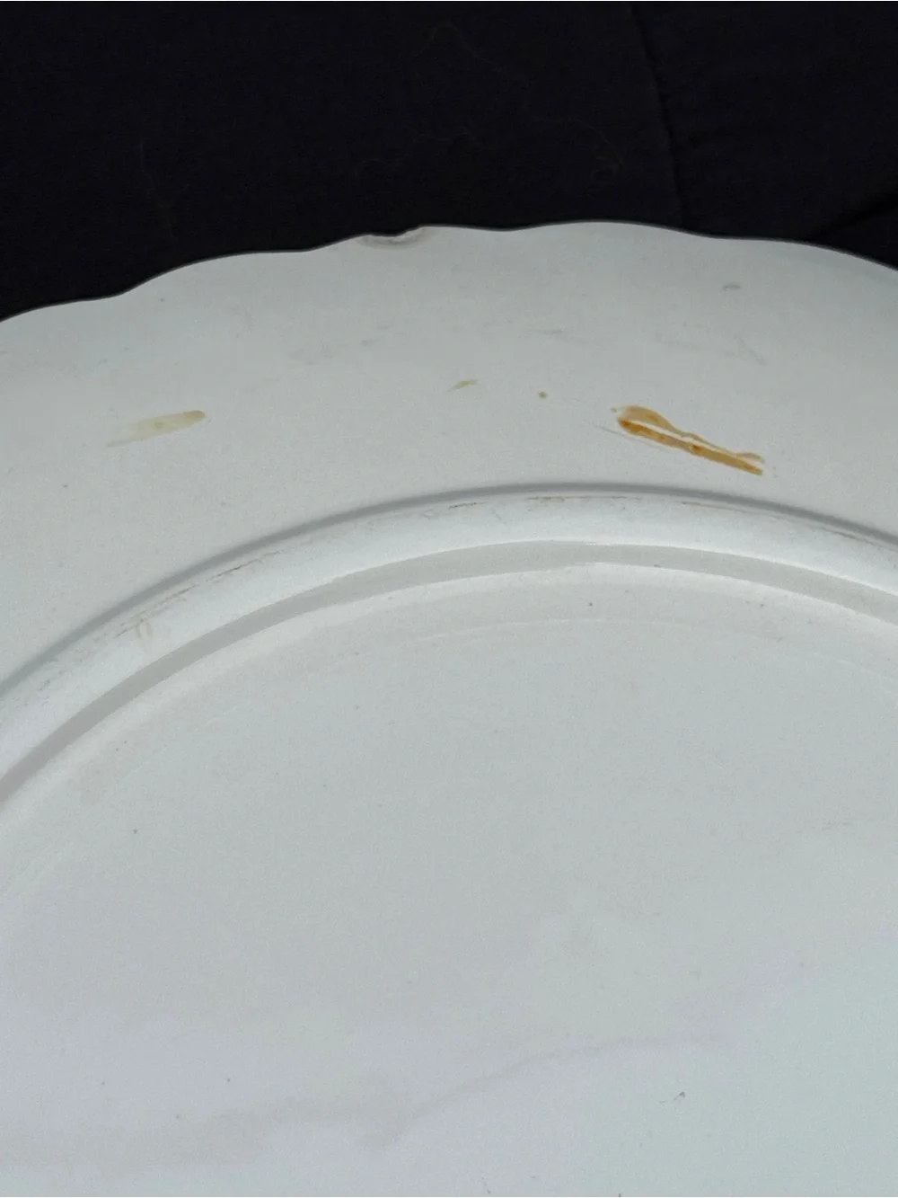 Salem Swirl White Ceramic Bone China Serving Platter with Teal Floral Accent USA